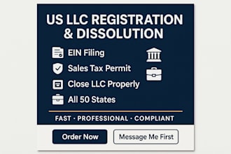 register your US llc, get ein, sales tax permit, close or dissolve llc