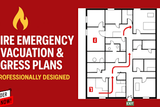 design fire emergency evacuation plan, egress plan, fire escape plan