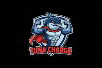 do creative tuna sport fishing club mascot logo with t shirt design