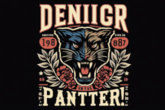 do premium vintage panther logo with t shirt design