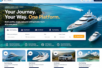 design yacht booking, boat rental, car rental, tour booking website