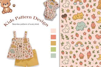 create cute and unique seamless patterns for kids textiles