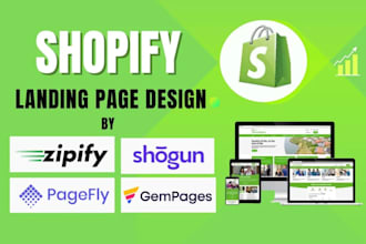 design shopify landing page using pagefly, gempages, shogun, dropshipping store