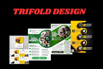 design trifold brochure, bifold, flyer, postcard
