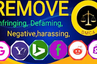 takedown harassing defaming report from google,reddit,fb,yt,instagram und