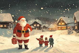 illustration christmas book holiday cartoon caricature card
