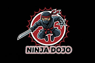 do eye catchy ninja warrior mascot logo with t shirt design