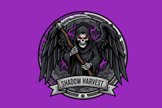 draw awesome design a reaper mascot logo with unlimited revision