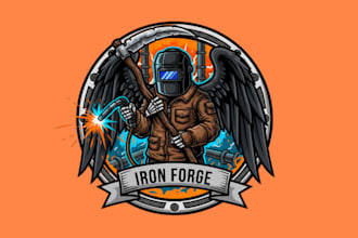 design creative welder mascot logo with unique creativity design