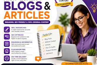 provide SEO article writing, blogs and copy for you