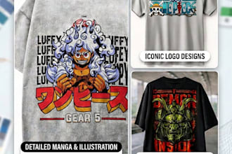 unique anime t shirt design, manga streetwear graphics for your brand