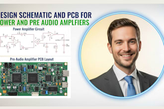 design schematic and pcb for power and pre audio amplifiers
