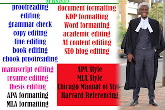 proofread and edit papers in apa, mla ,essays, case studies, and research