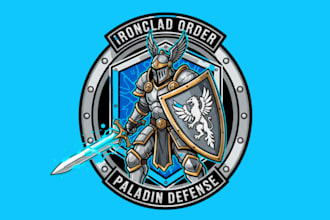 draw  modern knight mascot logo design service for business page