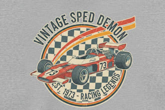 do custom high quality racing car logo with t shirt design