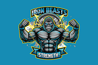 make bodybuilding mascot logo design service for business page