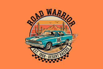 draw custom high quality racing car logo with t shirt design