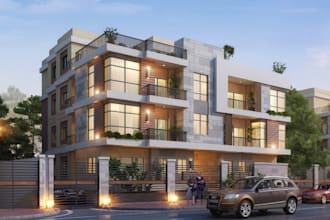 remodel 3d modern apartment,exterior facade,biophilic villa,cgi landscape render