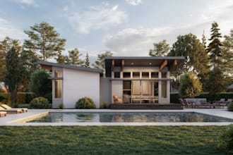 redevelop abandoned 3d dwelling, render prefabricated homes,pool basement design