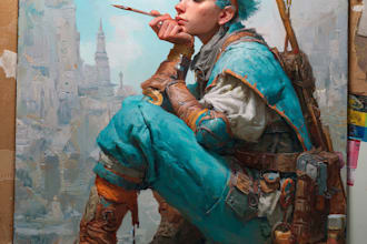 paint a character illustration in a fantasy world