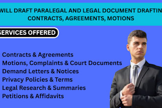 draft legal support for motions pleadings and civil litigation