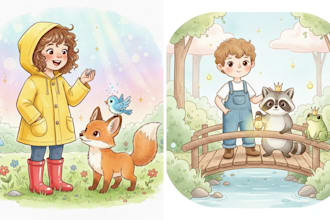 aquarell kinderbuchillustration für kinderbuch geschichtenbuch, buchillustration