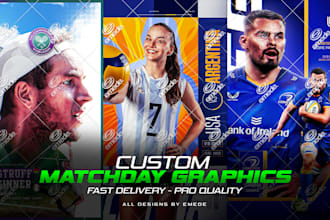 design matchday, game day sports posters for football, volleyball, tennis