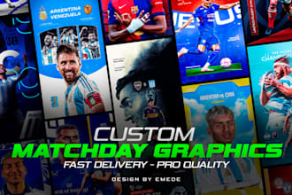 design epic matchday, gameday, and next match sports graphics posters for you