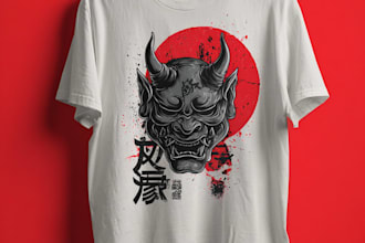 make a japanese t shirt illustration
