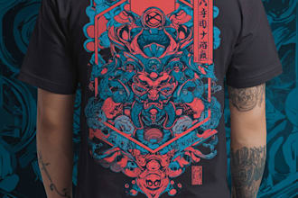 create a japanese t shirt illustration