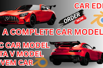render high poly 3d vehicle models for rc car, gta v, fivem for 3d printing