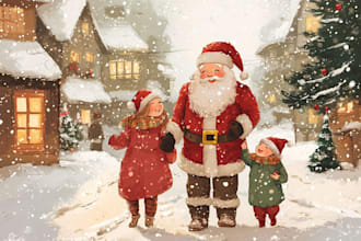 draw unique christmas illustration