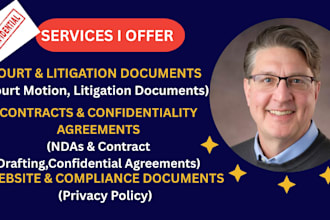 draft court motions small claim , ndas and privacy policy to protect you legally