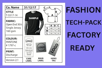 create cloth fashion tech pack 3 tops, 3 bottoms your first prototype sample