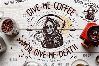 design custom skeleton coffee shop logo
