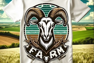 design vintage t shirt sheep goat skull logo