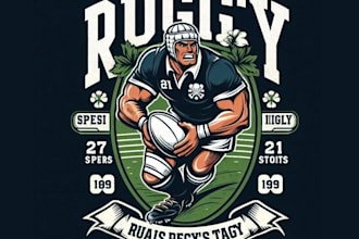 do vintage t shirt sports cartoon rugby team logo