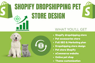 build shopify pet dropshipping store, shopify store design, pet shopify store