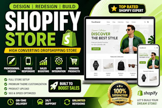 design redesign shopify website, shopify store, shopify ecommerce store