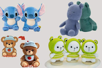 do custom handcrafted animal plush toy, handmade plushies kawaii crochet