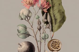 draw botanical illustration flower, plant, and logo design