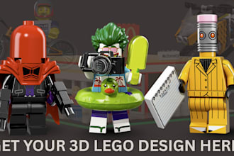 do 3d lego design, 3d lego model, lego car, house minifigure with pdf manual