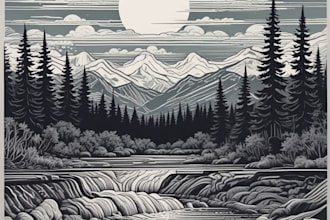 illustrate animal or botanical linocut based on your request