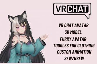 do vrchat furry avatar, anime vrc avatar, furry nsfw 3d model, vr character