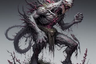 create a fantasy horror and fantasy horror character art