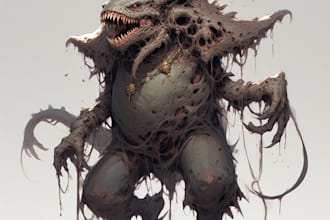 create cinematic dark fantasy horror character illustration