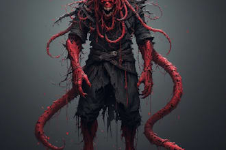 draw creepy and detailed horror character illustration