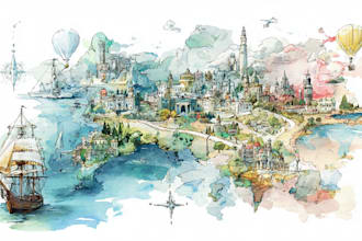 watercolor map illustration just for you