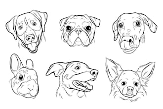 draw custom pet portrait in line art vector illustration of your pet