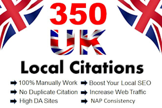 do 350 UK local citation and directory submission for local SEO